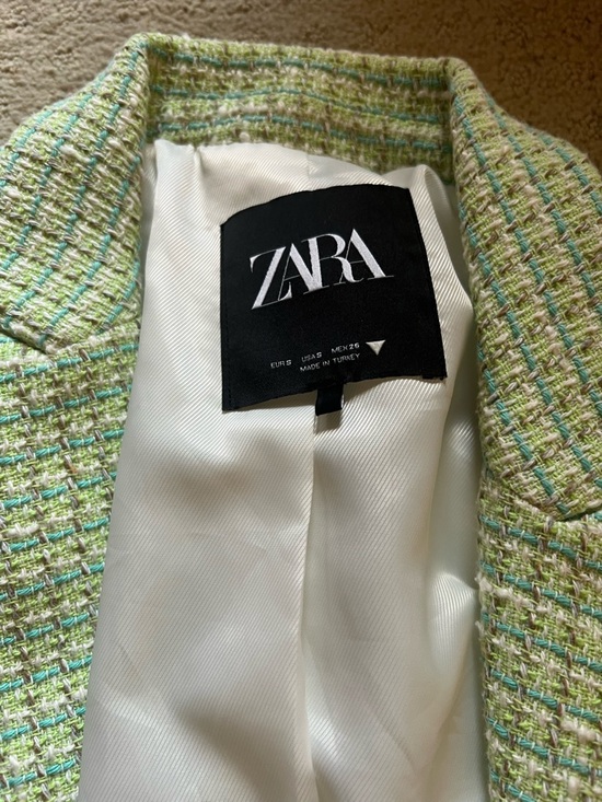 Zara Light Mint Cropped Tweed Blazer and skorts set sz S/M - Picture 4 of 4